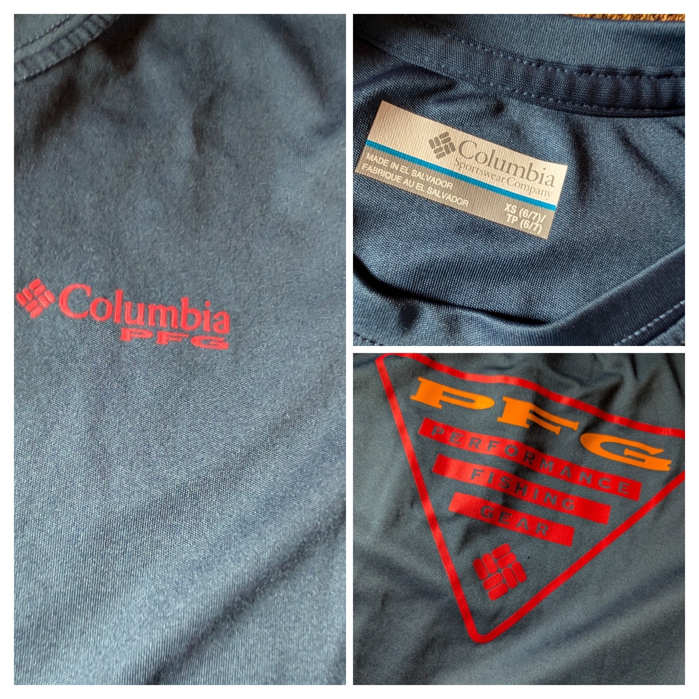 Columbia PFG Navy T-Shirt with Red Accents